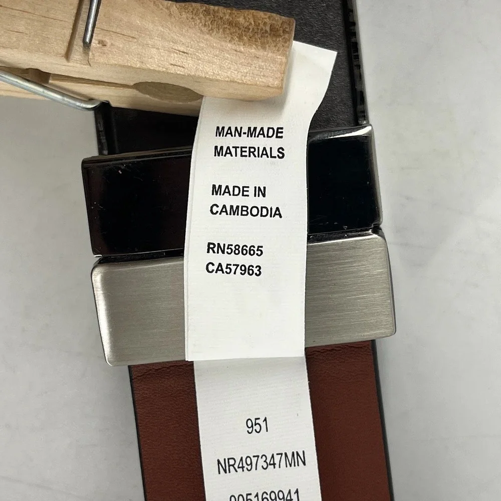 Nordstrom Rack Mens Reversible Belt‎ Black Brown Silver Plaque Buckle NR497347MN